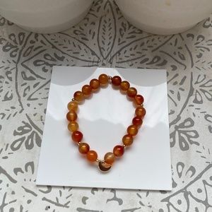 Carmelian beaded bracelet with gold moon